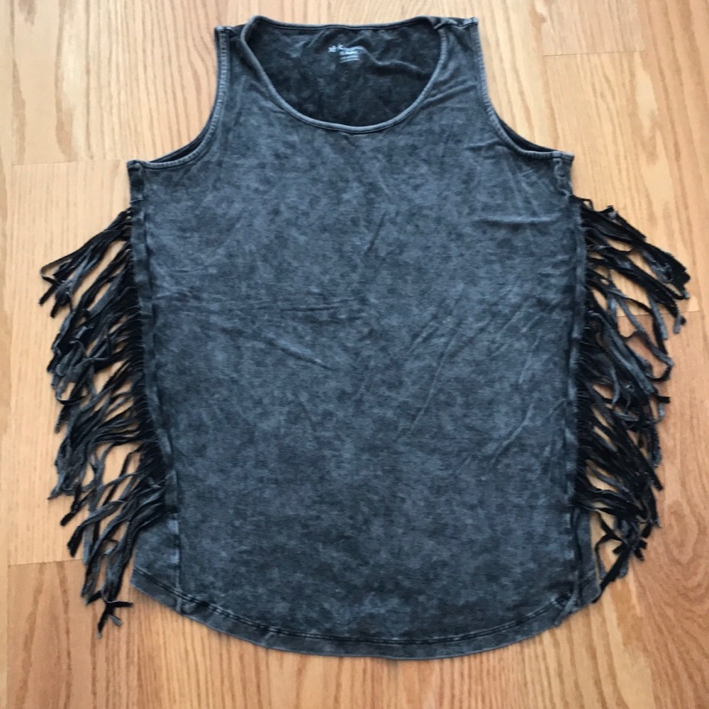 Gray Tie-Dye Fringe Tank Kids size XL 14/16 - Picture 4 of 5